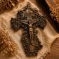 Orthodox Wooden Wall Cross with Crucifix 11.8 inch, Hand Carved Christian Wall Mount Decor
