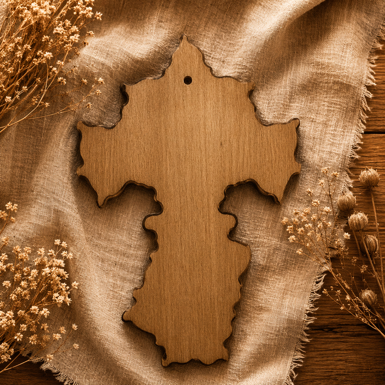 Orthodox Wooden Wall Cross with Crucifix 11.8 inch, Hand Carved Christian Wall Mount Decor