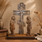 Orthodox Calvary Wooden Altar Cross 12.9in Beech Wood Crucifix with Stand