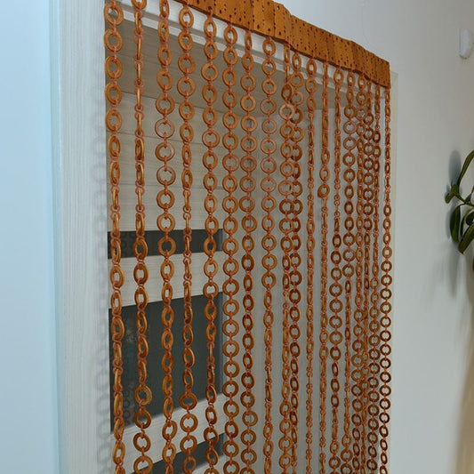 Handmade Wood Bead Curtain: Beaded Doorway Partition (82.7x39.4 inches)