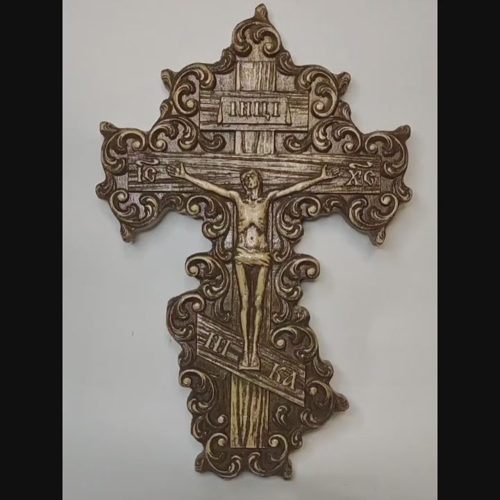 carved wooden crucifix jesus christ orthodox wall decor
