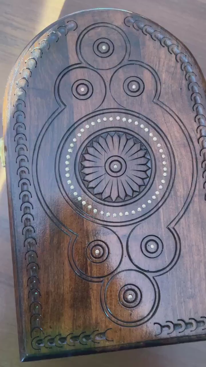 Handmade wooden wall key holder. Wood Carved key box