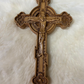 Wooden cross. Orthodox cross. Wooden wall Orthodox cross. Wood Crucifix. Christian Religious decor.