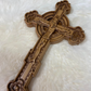 Wooden cross. Orthodox cross. Wooden wall Orthodox cross. Wood Crucifix. Christian Religious decor.